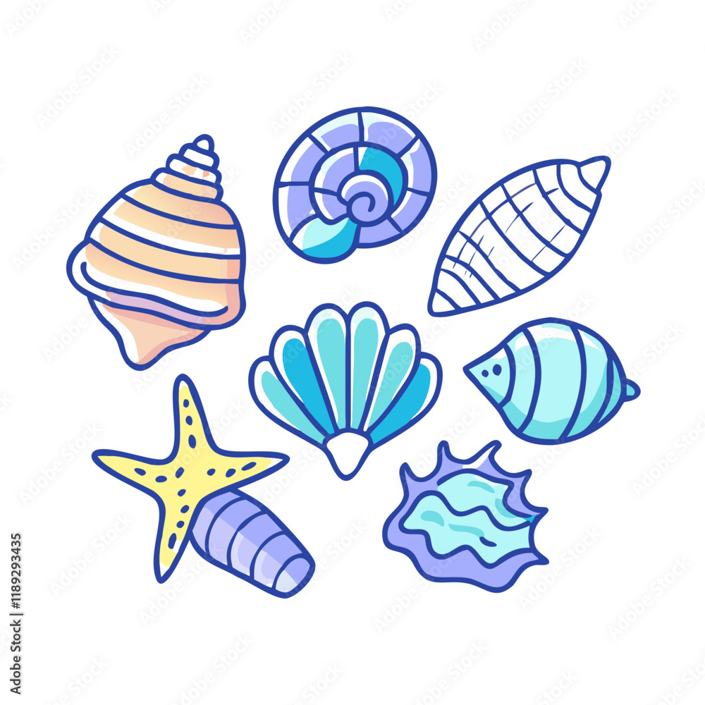 Obraz premium seashell collection vector icon, seashell collection vector illustration - simple illustration of seashell collection, perfect for logos,and seashell collection -themed designs.