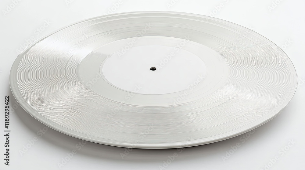 A blank vinyl record with a white cover on white background A blank vinyl record with a white cover on white background