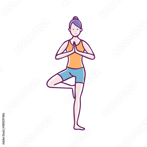 tree pose vrikshasana vector icon, tree pose vrikshasana vector illustration - simple illustration of tree pose vrikshasana, perfect for logos,and tree pose vrikshasana -themed designs.