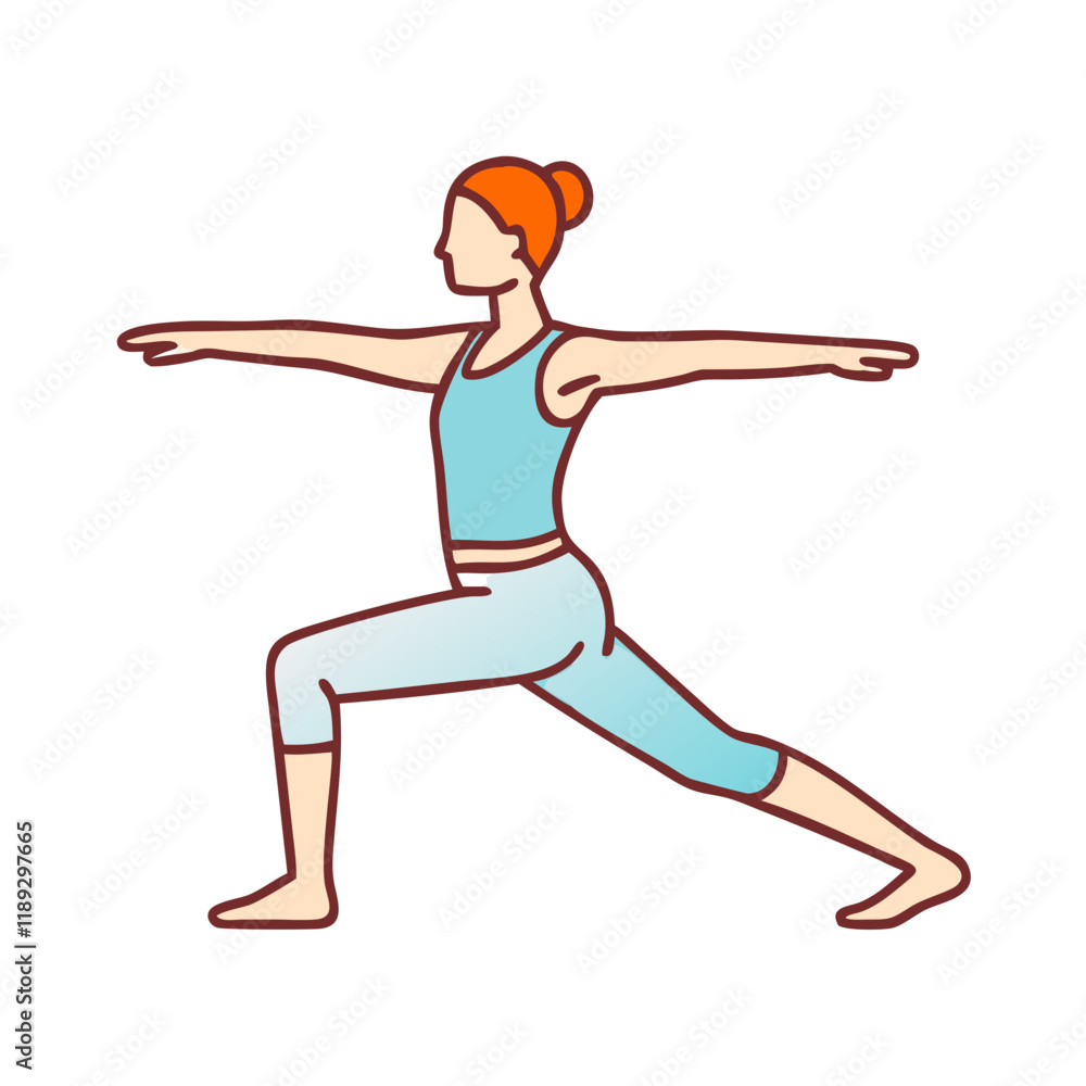 Fototapeta premium warrior pose virabhadrasana icon, warrior pose virabhadrasana vector,