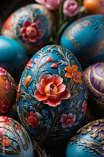 Wallpaper Mural Intricately Painted Easter Eggs with Stunning Floral Detail in Close-Up Shot Torontodigital.ca