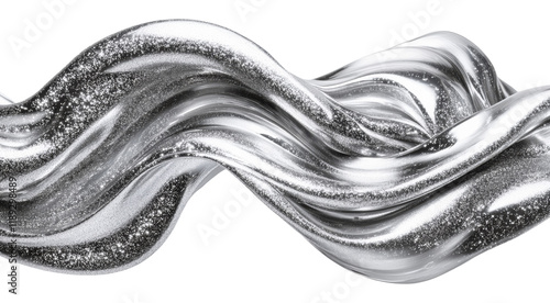 Wallpaper Mural Silver metallic abstract waves with glitter on transparent background, elegant art concept Torontodigital.ca