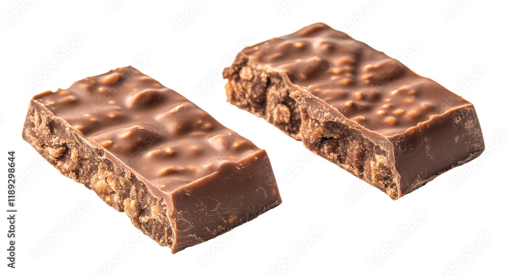 Chocolate bars with nuts on transparent background, delicious confectionery and snack concept Chocolate bars with nuts on transparent background, delicious confectionery and snack concept