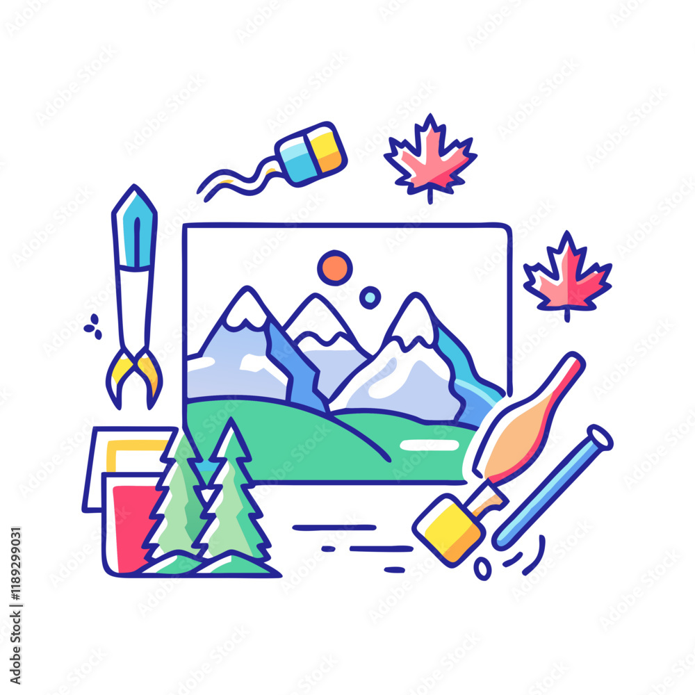 Fototapeta premium canadian art brush strokes icon, canadian art brush strokes vector