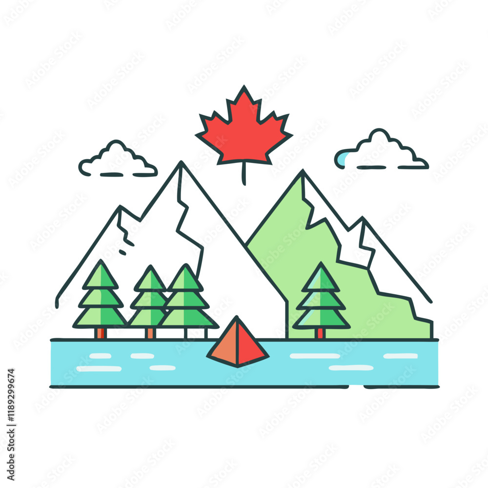 Fototapeta premium canadian rockies vector icon, canadian rockies vector illustration - simple illustration of canadian rockies, perfect for logos, and canadian rockies -themed designs.