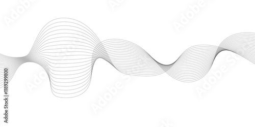 Abstract grey, white smooth element swoosh speed wave modern stream transparent background. Abstract wave line for banner, template, wallpaper background with wave design. Vector illustration