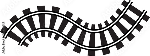 Black on white  rails, railway top view, ladder elements design