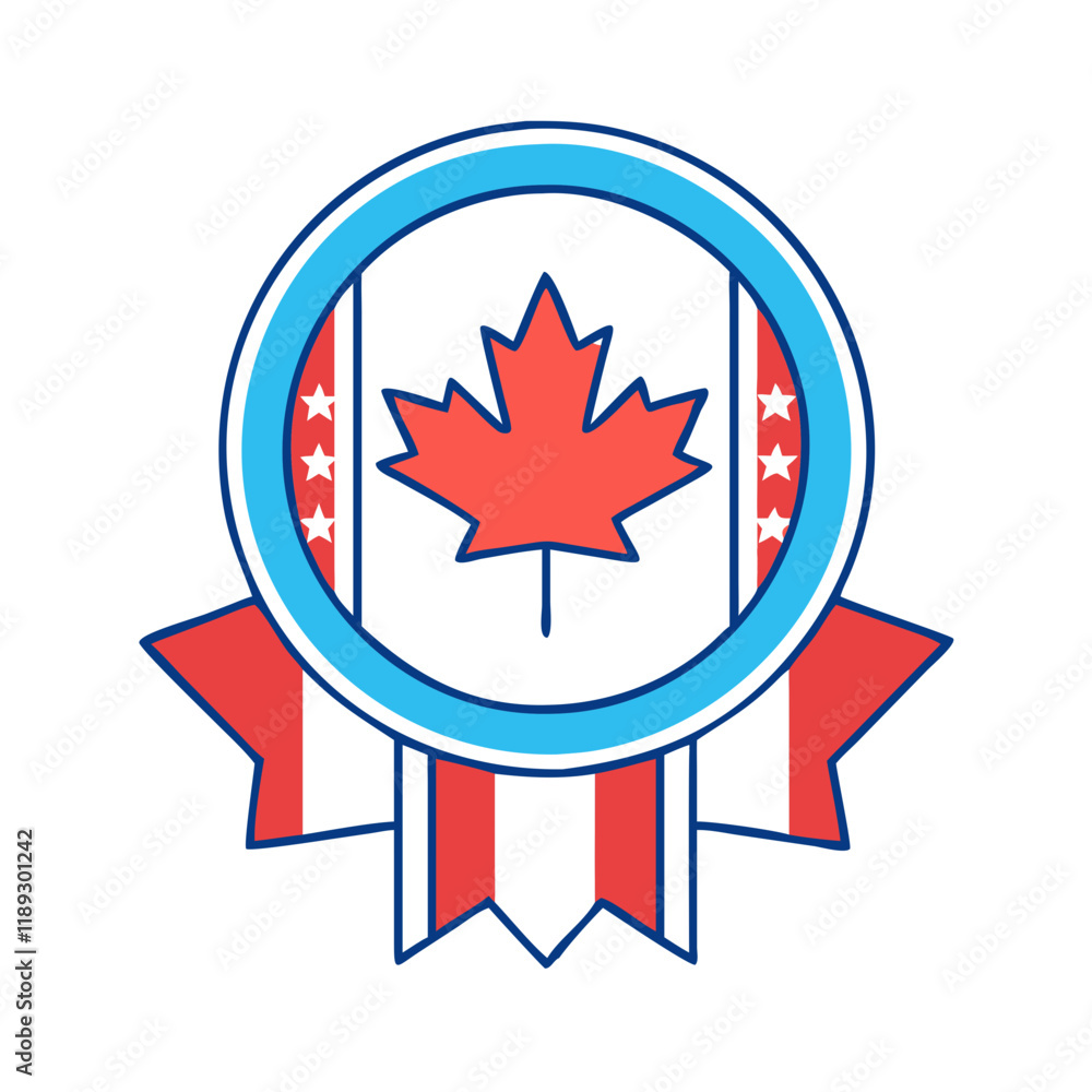 Obraz premium patriot badge with maple leaf icon, patriot badge with maple leaf vector,