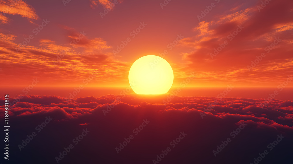 The sun rising above the horizon. The sun rising above the horizon.