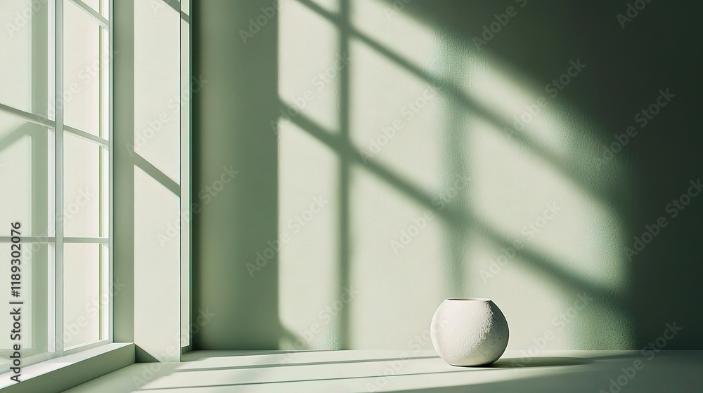 Soft Window Shadows Creating Calm Atmosphere in Minimalist Room Soft Window Shadows Creating Calm Atmosphere in Minimalist Room