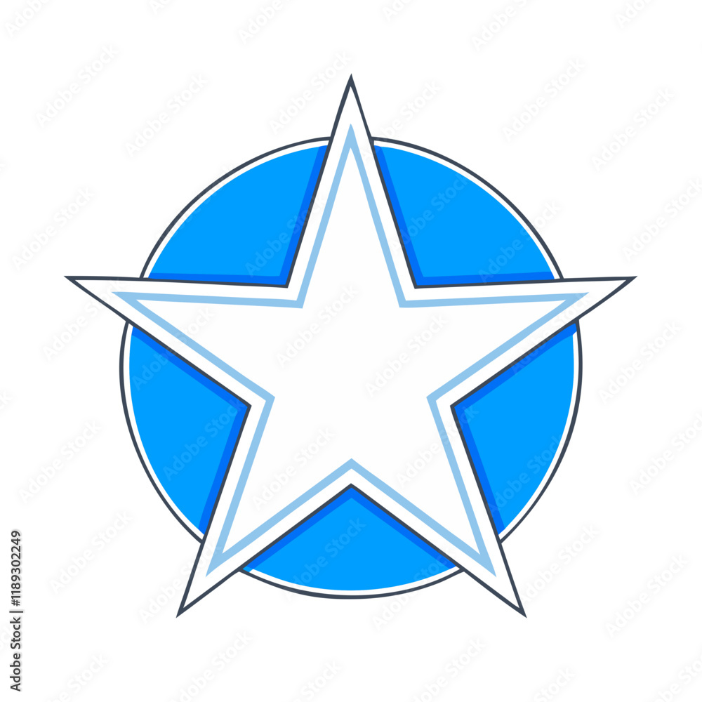 Obraz premium blue star with white border icon, blue star with white border vector