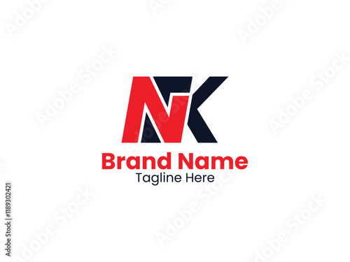 Free Download Vector NK logo. NK design. Black and red KN letter. KN letter logo design. Initial letter NK monogram logo.  - GFXLoad
