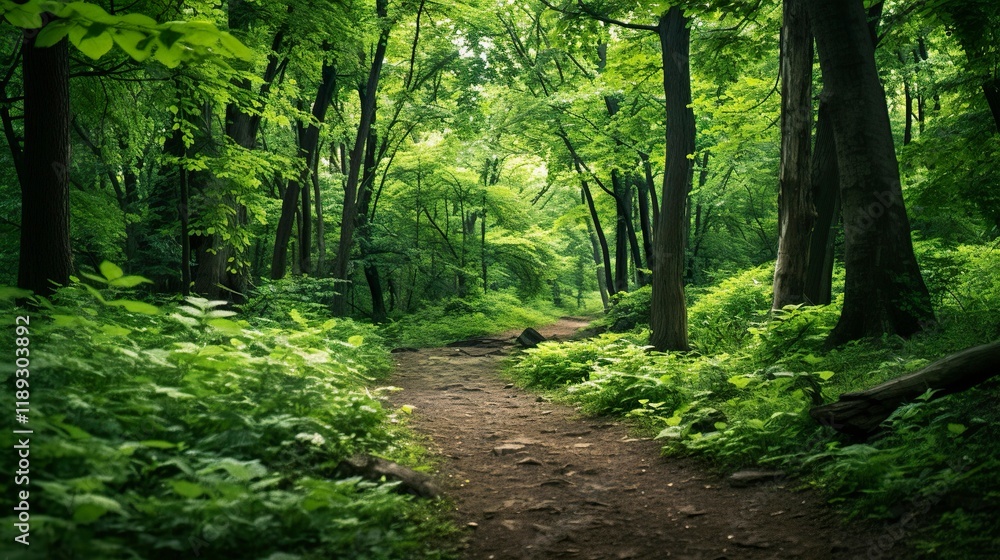 A photo of a forest path with lush green foliage A photo of a forest path with lush green foliage