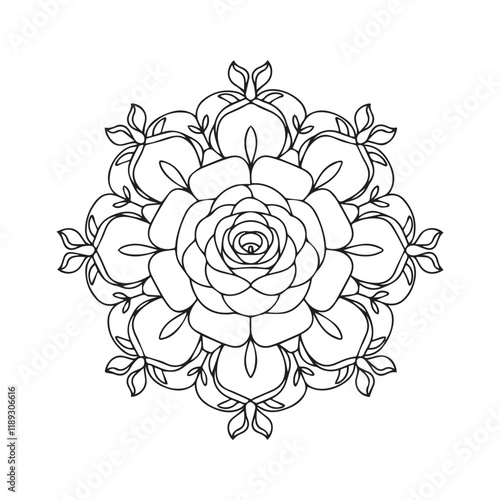 Valentine Rose Mandala Embroidery Design – Romantic & Elegant