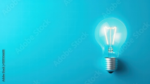 A glowing light bulb against a vibrant blue background, symbolizing innovation, creativity, and illumination.