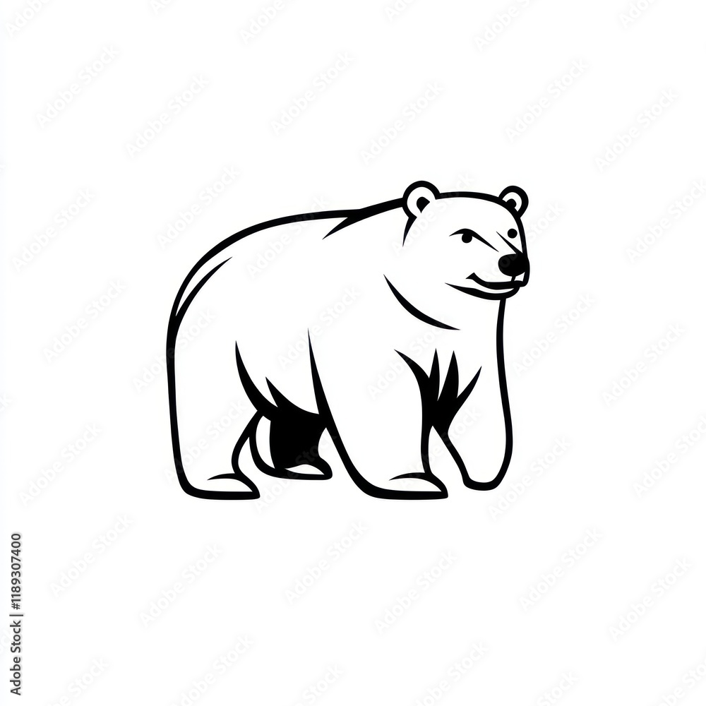 Fototapeta premium Majestic polar bear, arctic habitat, graphic design, white background, logo