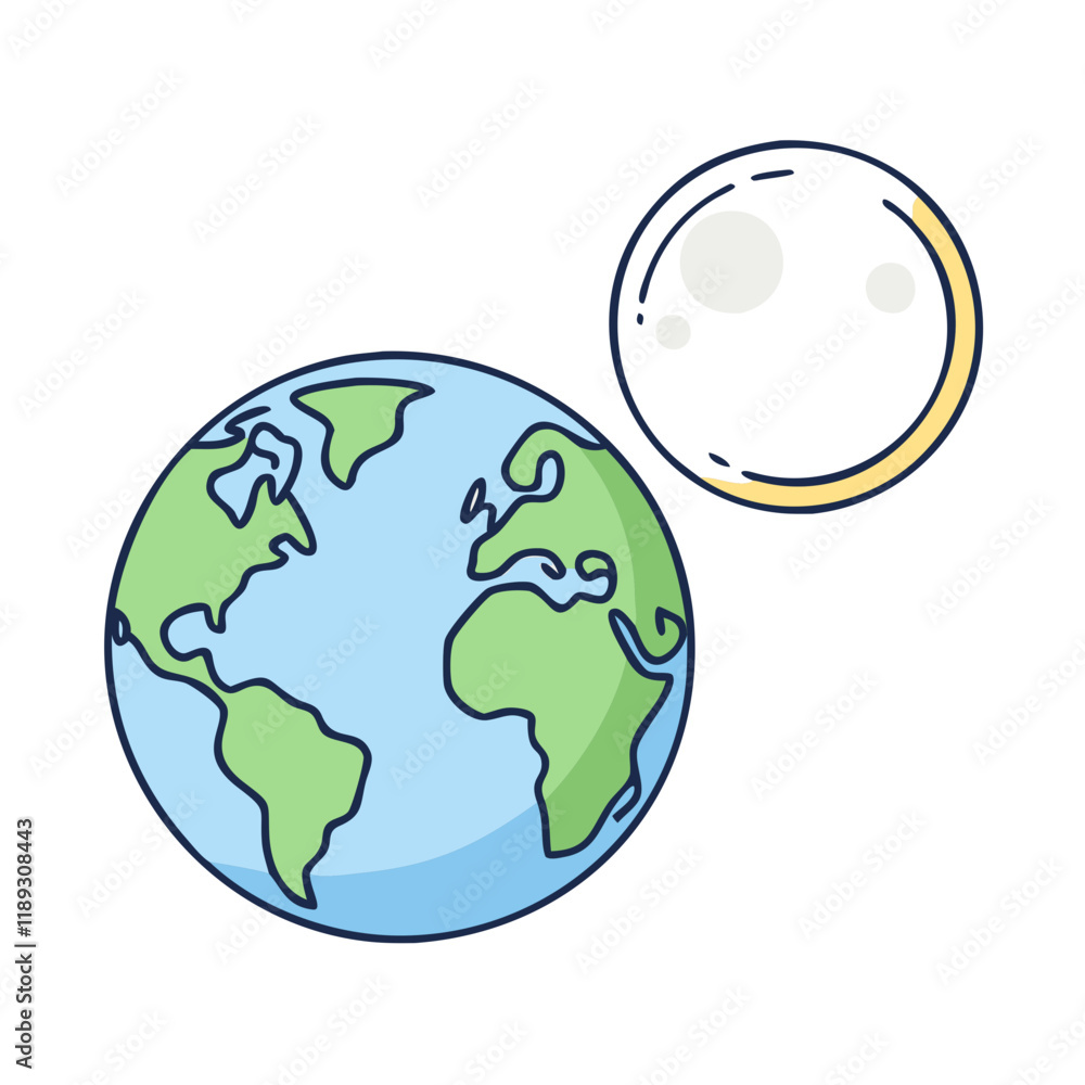earth and moon together vector icon, earth and moon together vector illustration - simple illustration of earth and moon together, perfect for logos, and earth and moon together - themed designs. earth and moon together vector icon, earth and moon together vector illustration - simple illustration of earth and moon together, perfect for logos, and earth and moon together - themed designs.