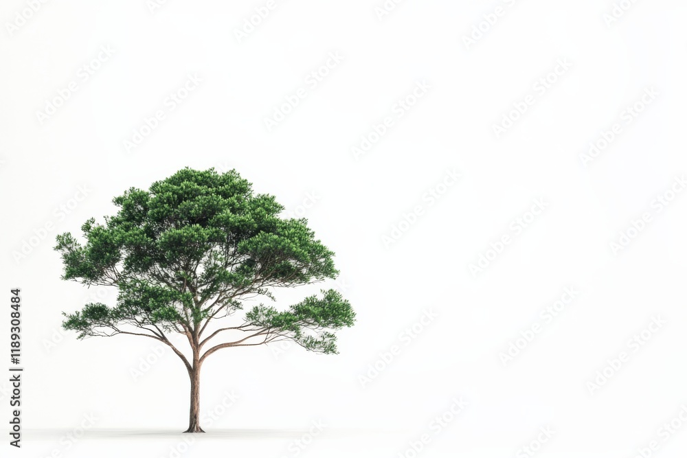 Obraz premium a single green tree on a white background