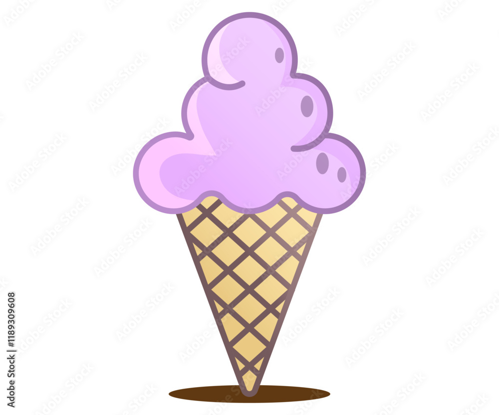 Ice cream in waffle cone dessert illustration isolated on white Ice cream in waffle cone dessert illustration isolated on white