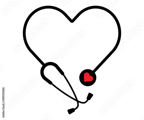 Stethoscope heart healthcare concept cardiologist instrument illustration