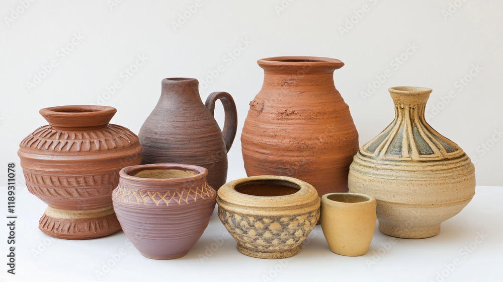 Collection of Rustic Handmade Clay Pots and Vases Collection of Rustic Handmade Clay Pots and Vases