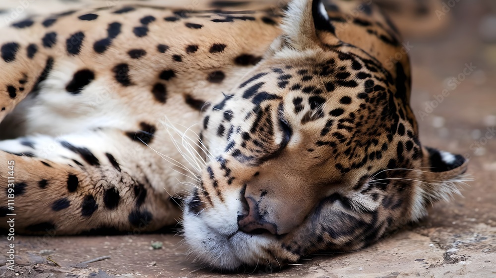 Fototapeta premium Close up of a sleeping leopard.
