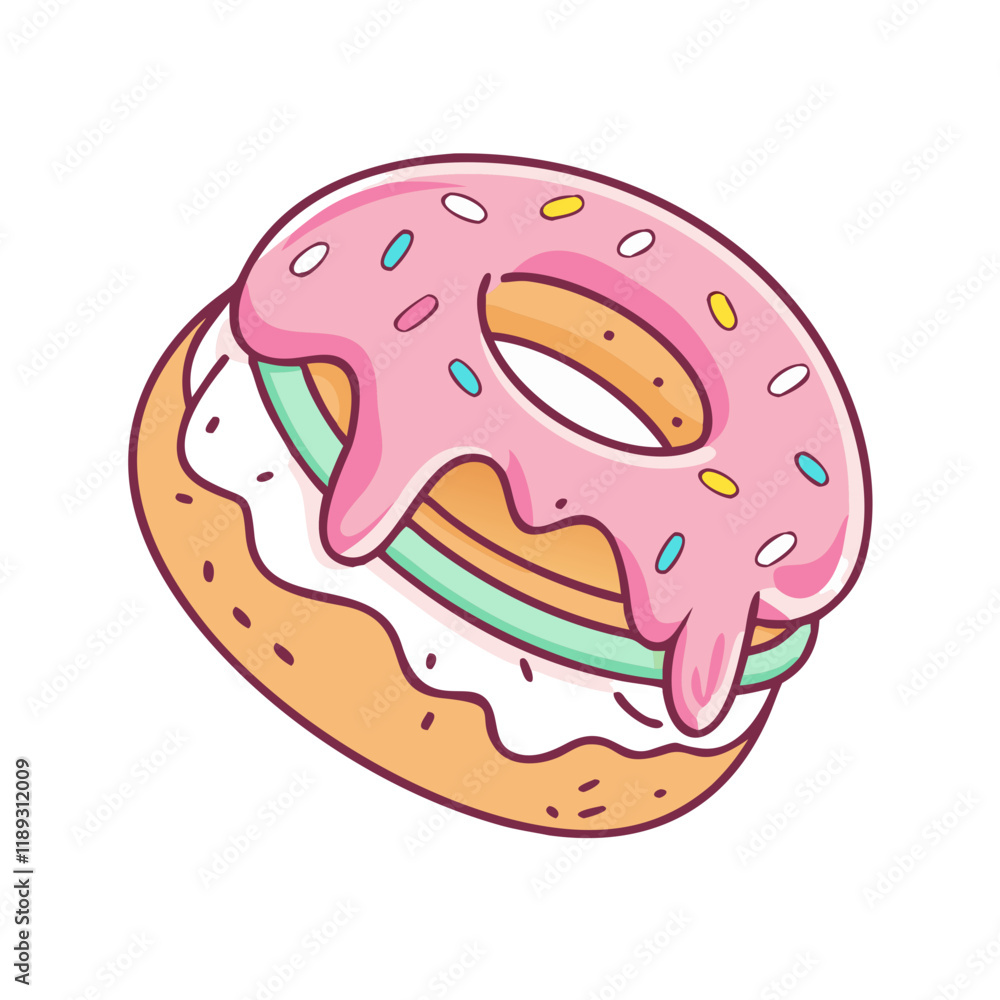 Obraz premium ice cream donut sandwich vector icon, ice cream donut sandwich vector illustration - simple illustration of ice cream donut sandwich, perfect for logos, and ice cream donut sandwich - themed designs.