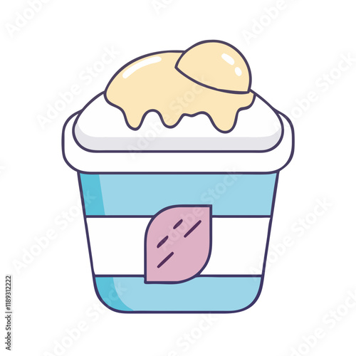 ice cream pint container vector icon, ice cream pint container vector illustration - simple illustration of ice cream pint container, perfect for logos, and ice cream pint container - themed designs. photo