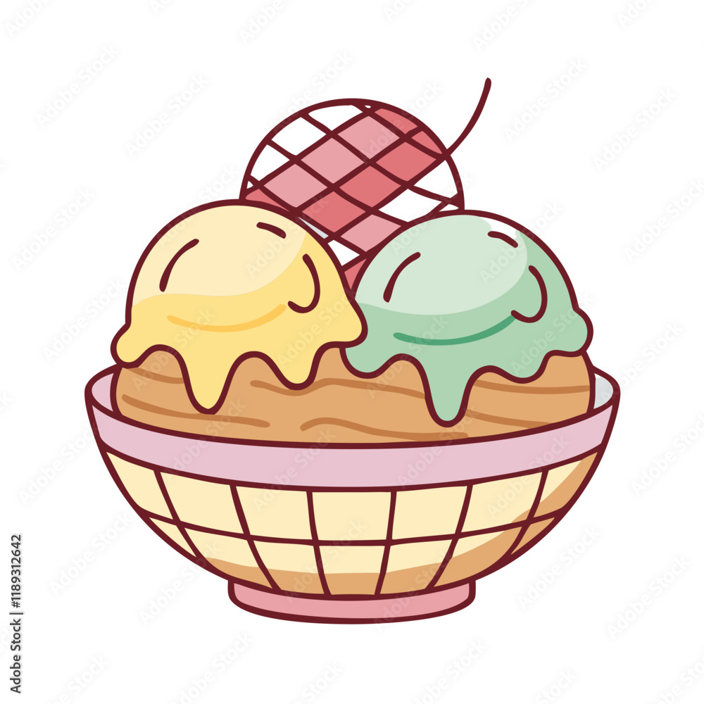 ice cream waffle bowl vector icon, ice cream waffle bowl vector illustration - simple illustration of ice cream waffle bowl, perfect for logos, and ice cream waffle bowl - themed designs. ice cream waffle bowl vector icon, ice cream waffle bowl vector illustration - simple illustration of ice cream waffle bowl, perfect for logos, and ice cream waffle bowl - themed designs.