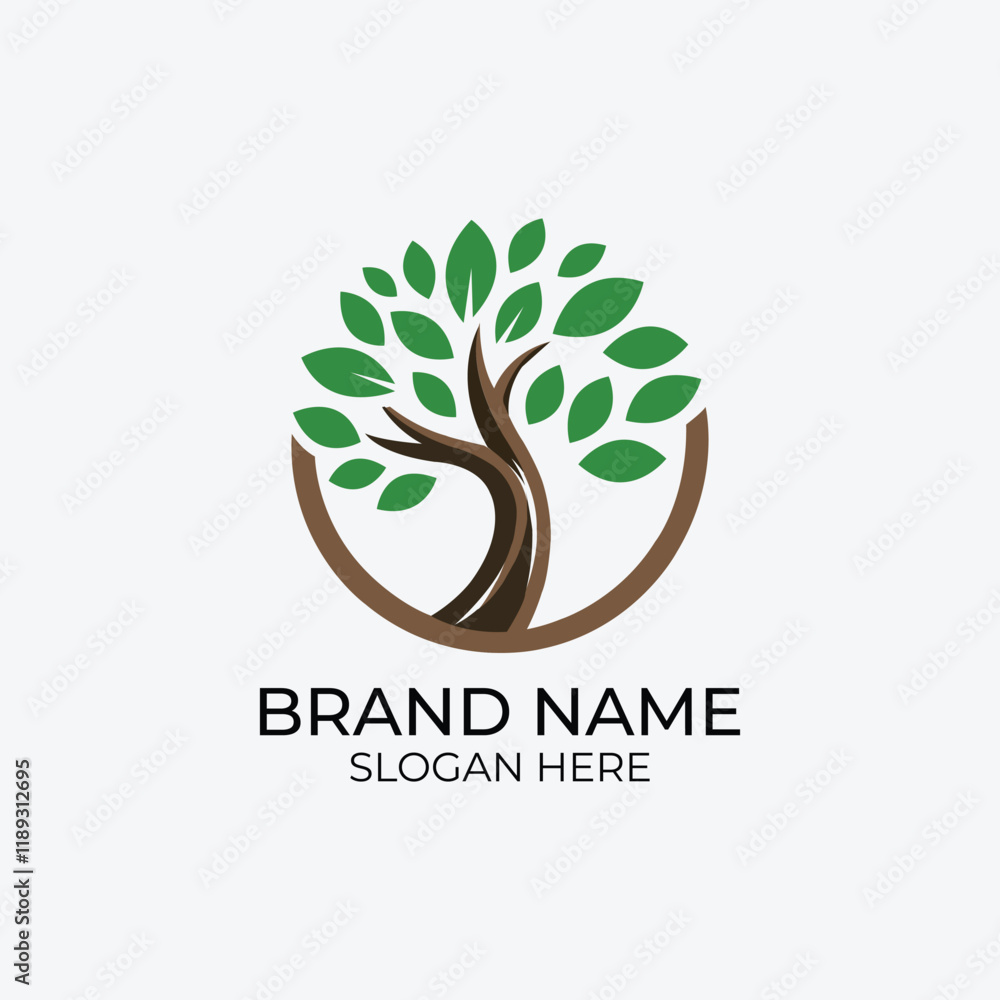 Obraz premium Unique tree logo vector design