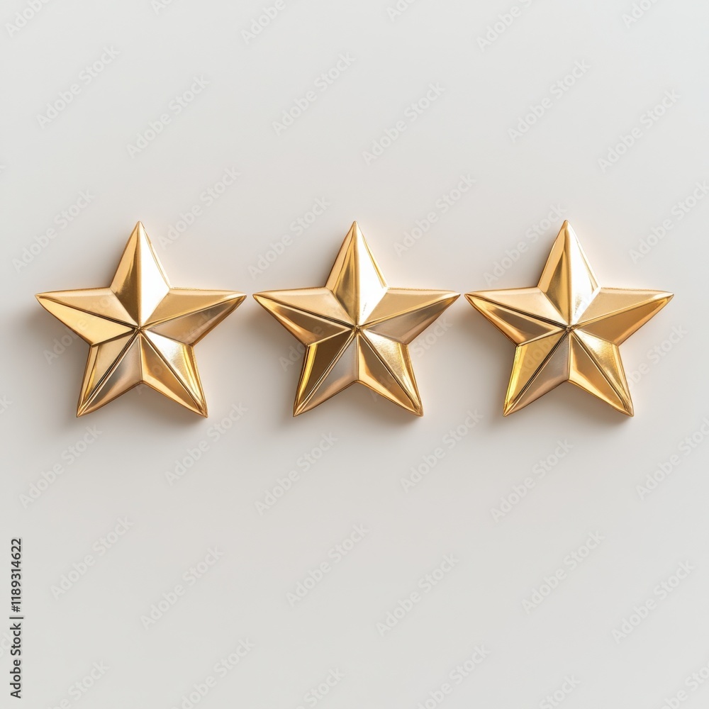 Three gold stars on a white background Three gold stars on a white background