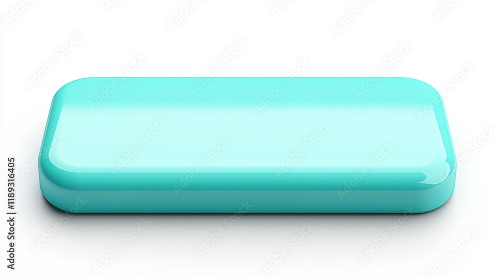 Smooth Aqua Blue Rectangular Object on White Background Smooth Aqua Blue Rectangular Object on White Background