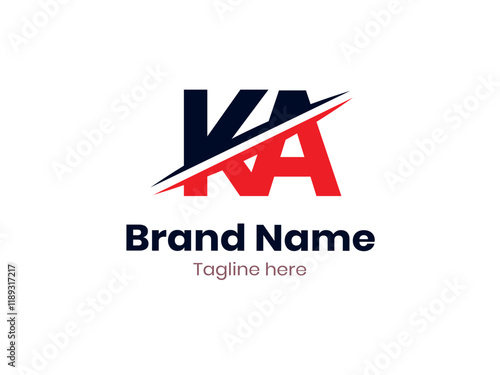 Free Download Vector KA logo design divided by line. KA logo template with red and black color. AK logo, AK letter - GFXLoad