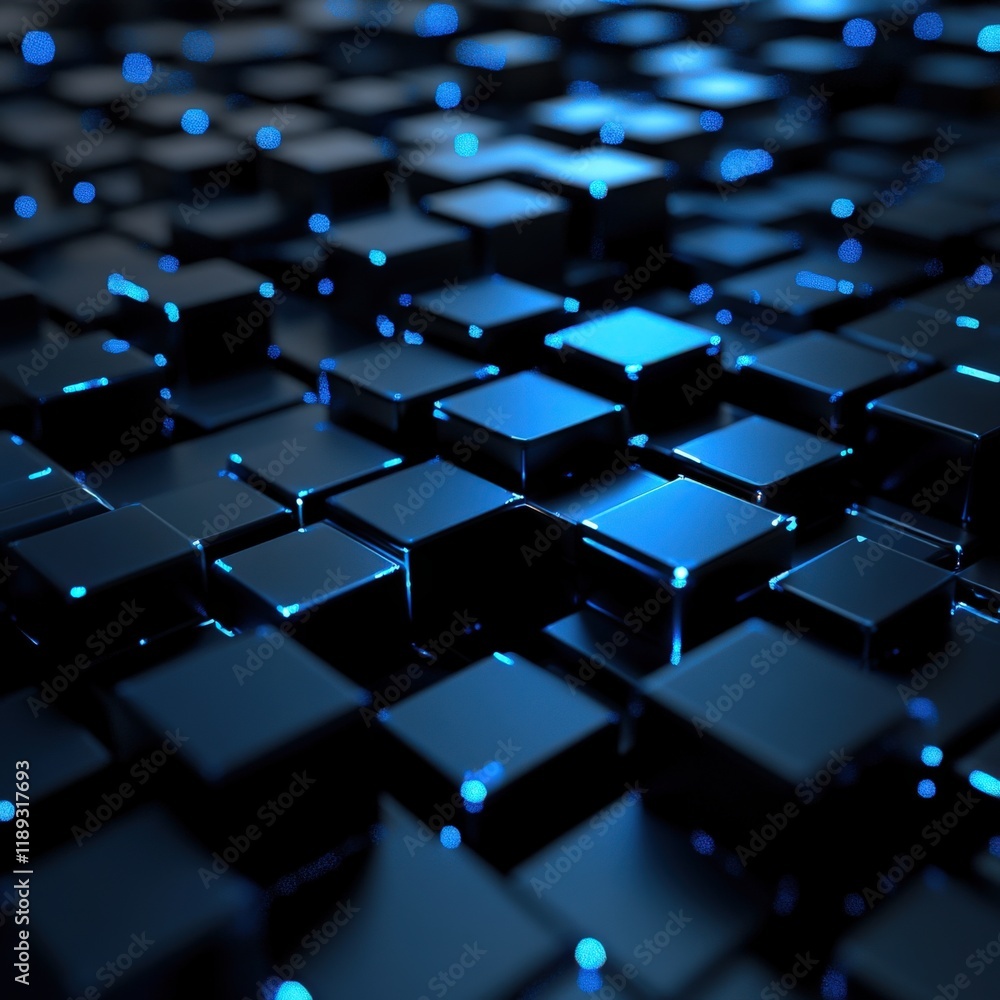 abstract 3d cubes with blue lighting effects abstract 3d cubes with blue lighting effects