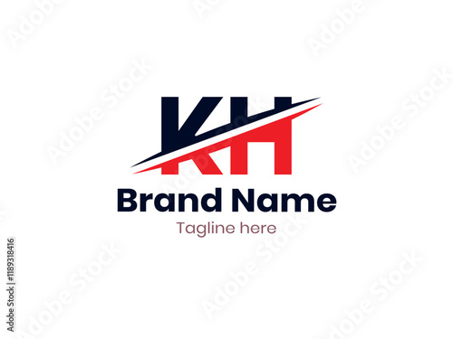 Vector KH logo design divided by line. KH logo template with red and black color. HK logo, HK letter