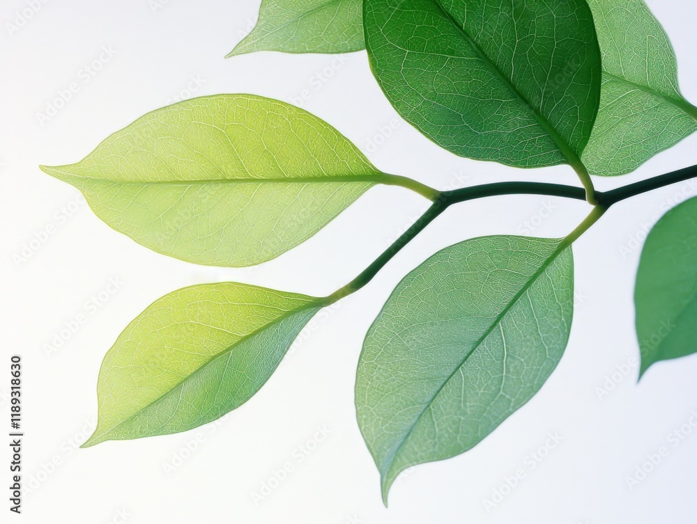 Fototapeta premium close up of green leaves on a branch