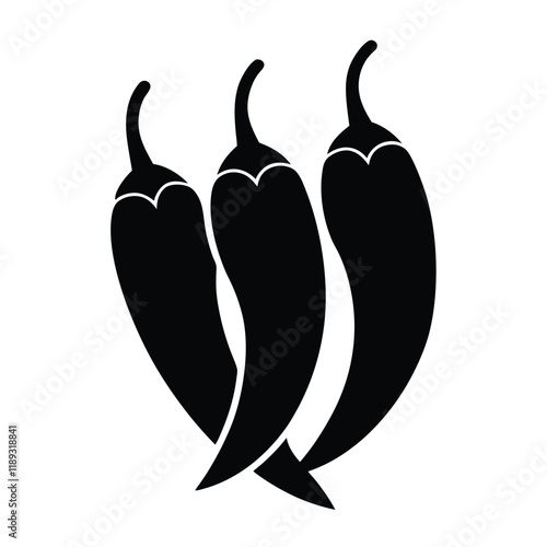 Detailed Chilli Silhouette Icon for Spicy Culinary Artworks photo