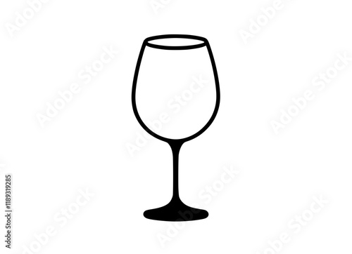 Minimal black and white sketch of a wine glass