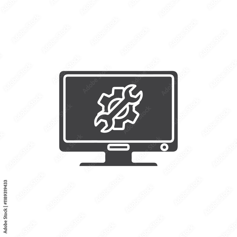 monitor repair icon Flat logo set collection monitor repair icon Flat logo set collection