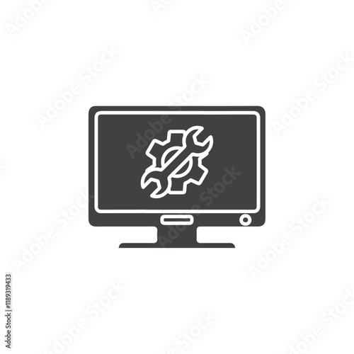 monitor repair icon Flat logo set collection
