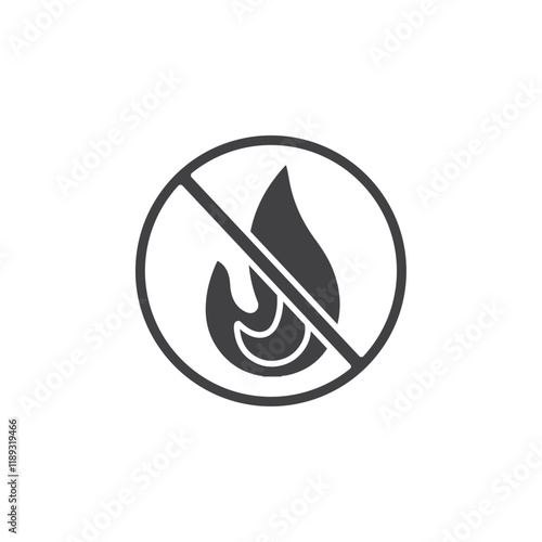 no fire icon Flat logo set collection