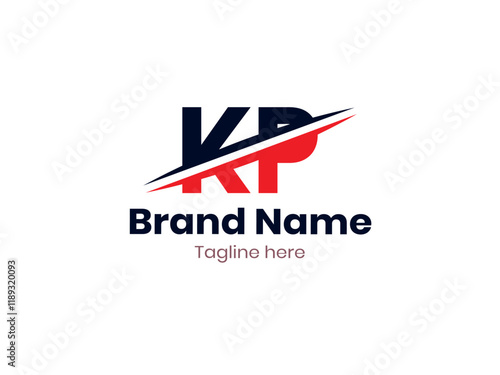 Vector KP logo design divided by line. KP logo template with red and black color. PK logo, PK letter