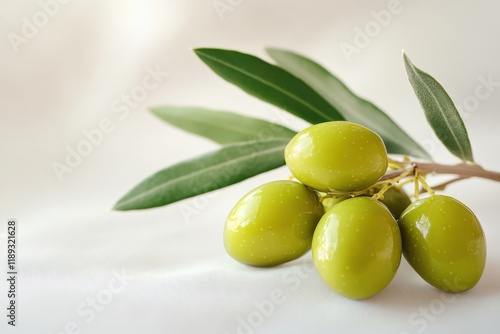 Wallpaper Mural close up of green olives on a branch with leaves Torontodigital.ca