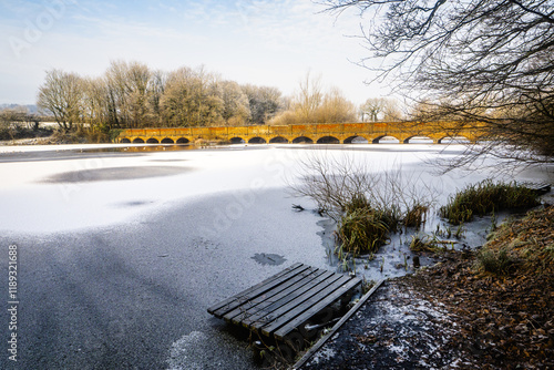 An icy cold winter walk around Carr Mill Dam to Billinge in Merseyside photo