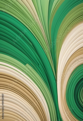 Abstract Green Beige Swirling Layers Design