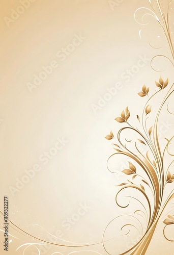Elegant Golden Floral Design On Beige Background