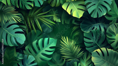 Wallpaper Mural Background of tropical green leaves Torontodigital.ca
