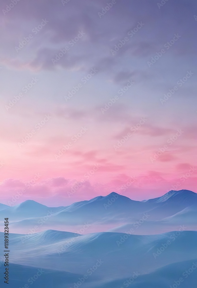 Obraz premium Soft pastel colors on light blue sky with wavy blue and pink gradient background, peaceful ambiance, gradient background