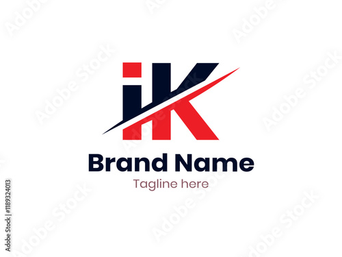 Free Download Vector IK logo design divided by line. IK logo template with red and black color. KI logo, KI letter - GFXLoad
