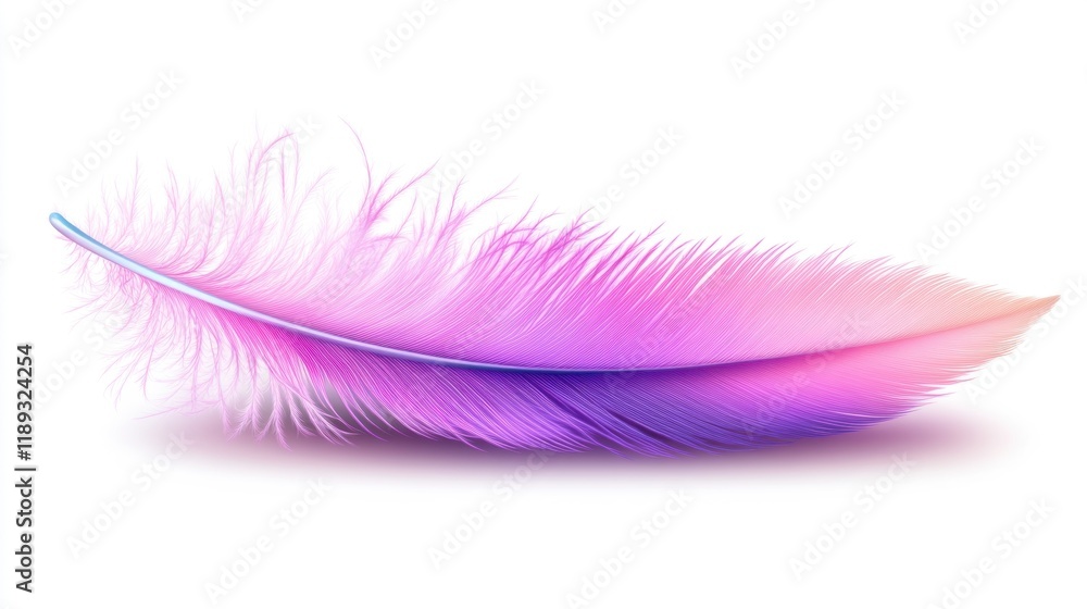Soft Colorful Feather with Gradient Shades of Pink and Purple Soft Colorful Feather with Gradient Shades of Pink and Purple